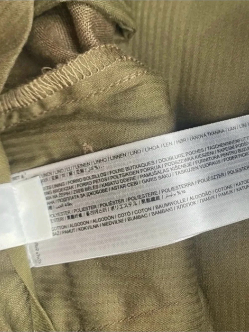 NWT Mango Womens Olive 100% Linen High Waist Straight Pant Size 32 Minimalist